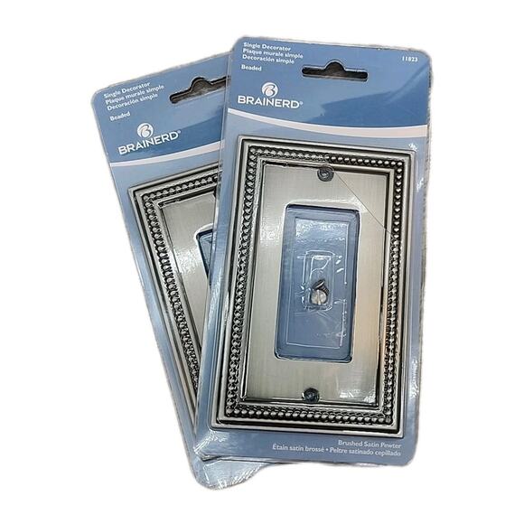 Single Decorator Face Plate Brushed Satin Pewter Brainerd 11823 2Pack [79] - Picture 1 of 9